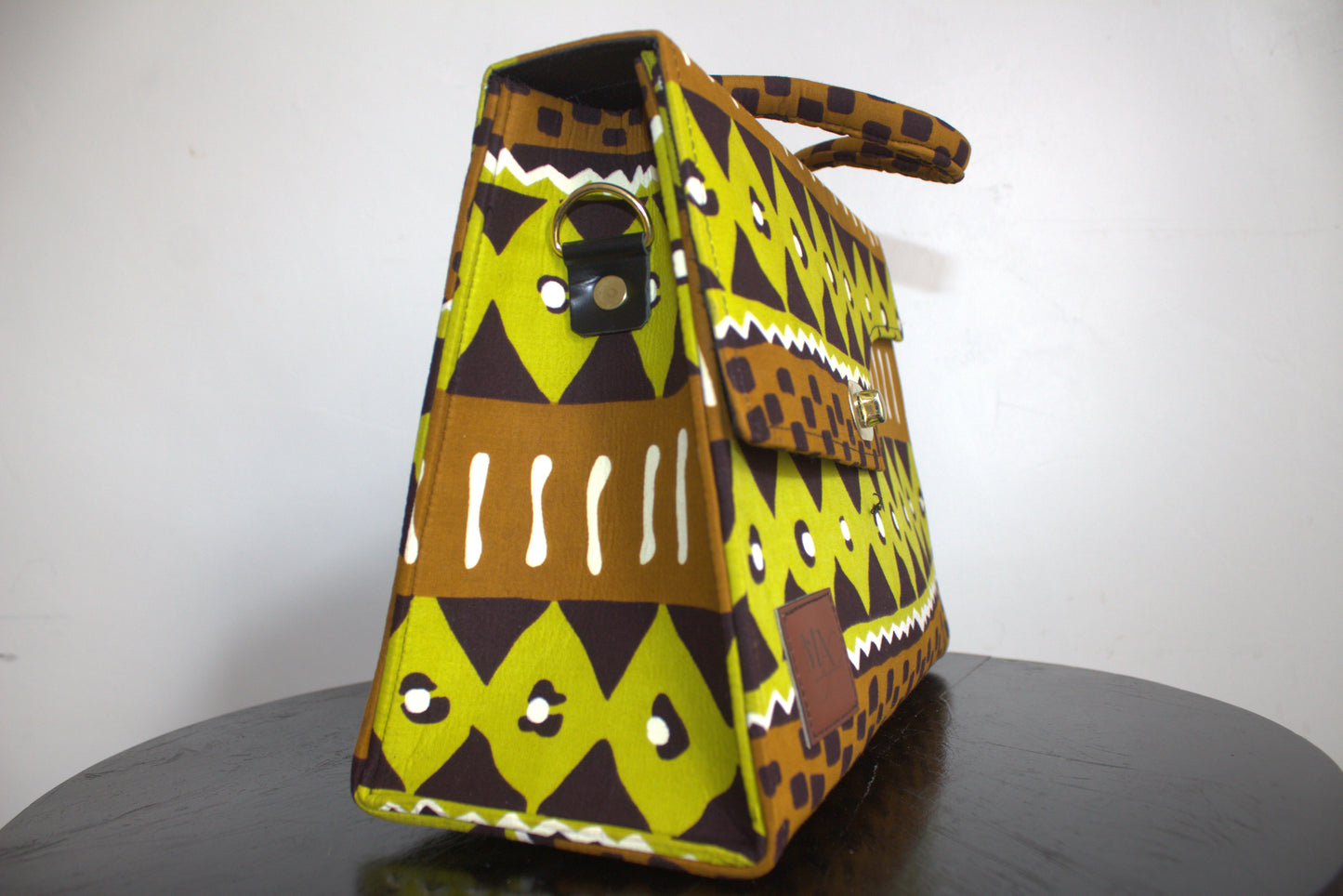 Ochre Geometric Ankara Bag