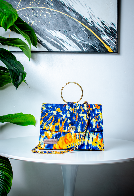 Mama Afrika Multi Colour Ankara Ring Handle Clutch