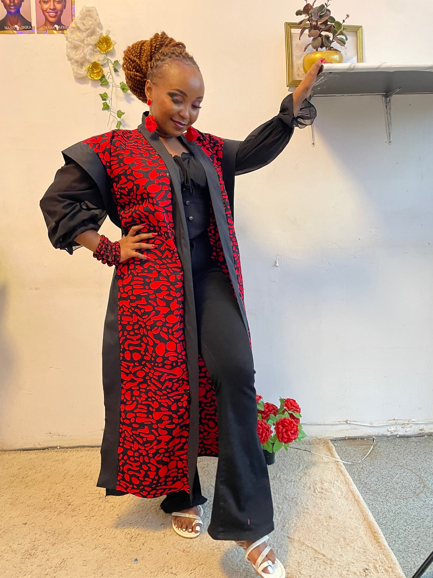 Zuri Red Print Kimono