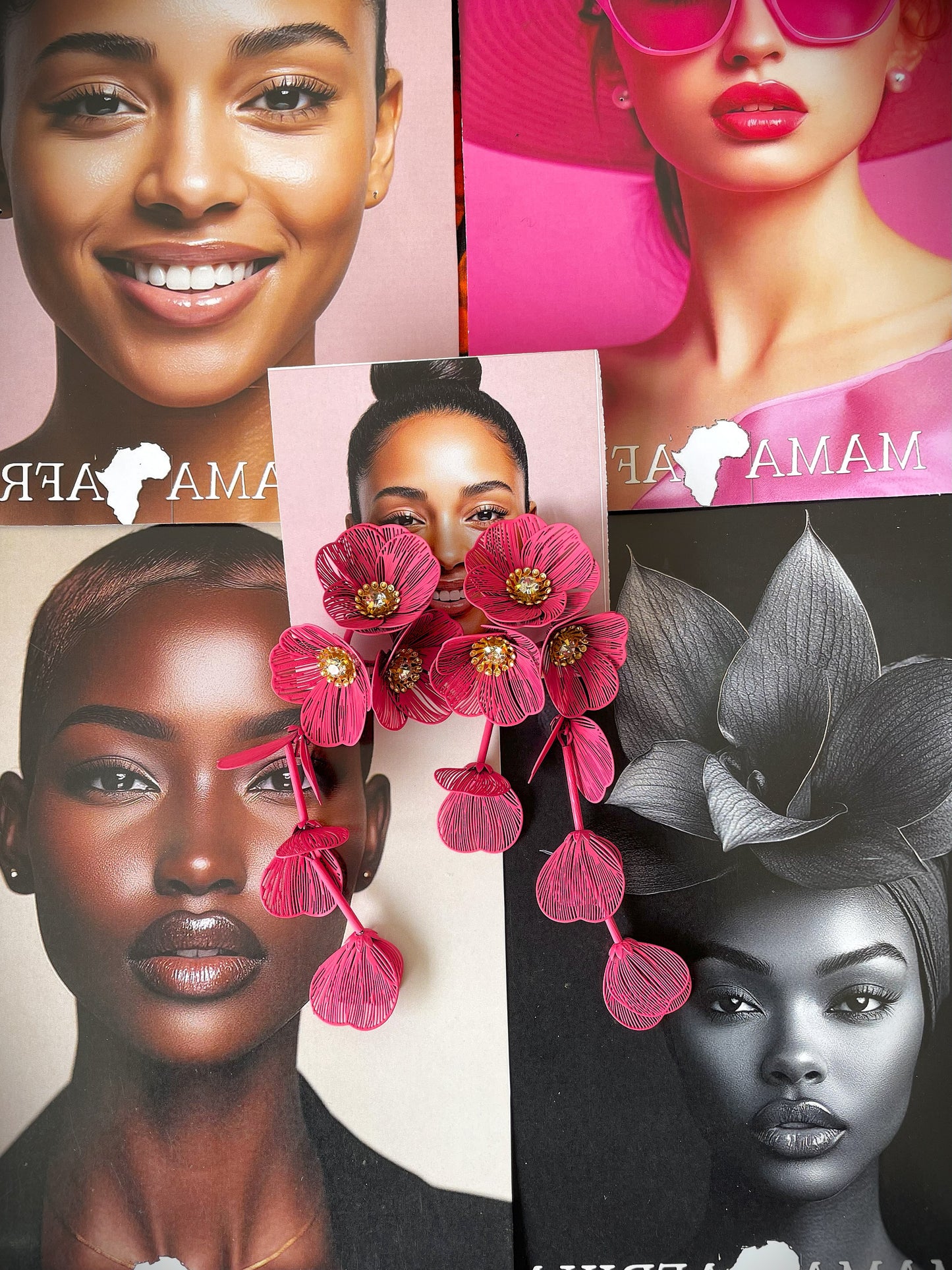 Colorful Flower Petal Long Earrings