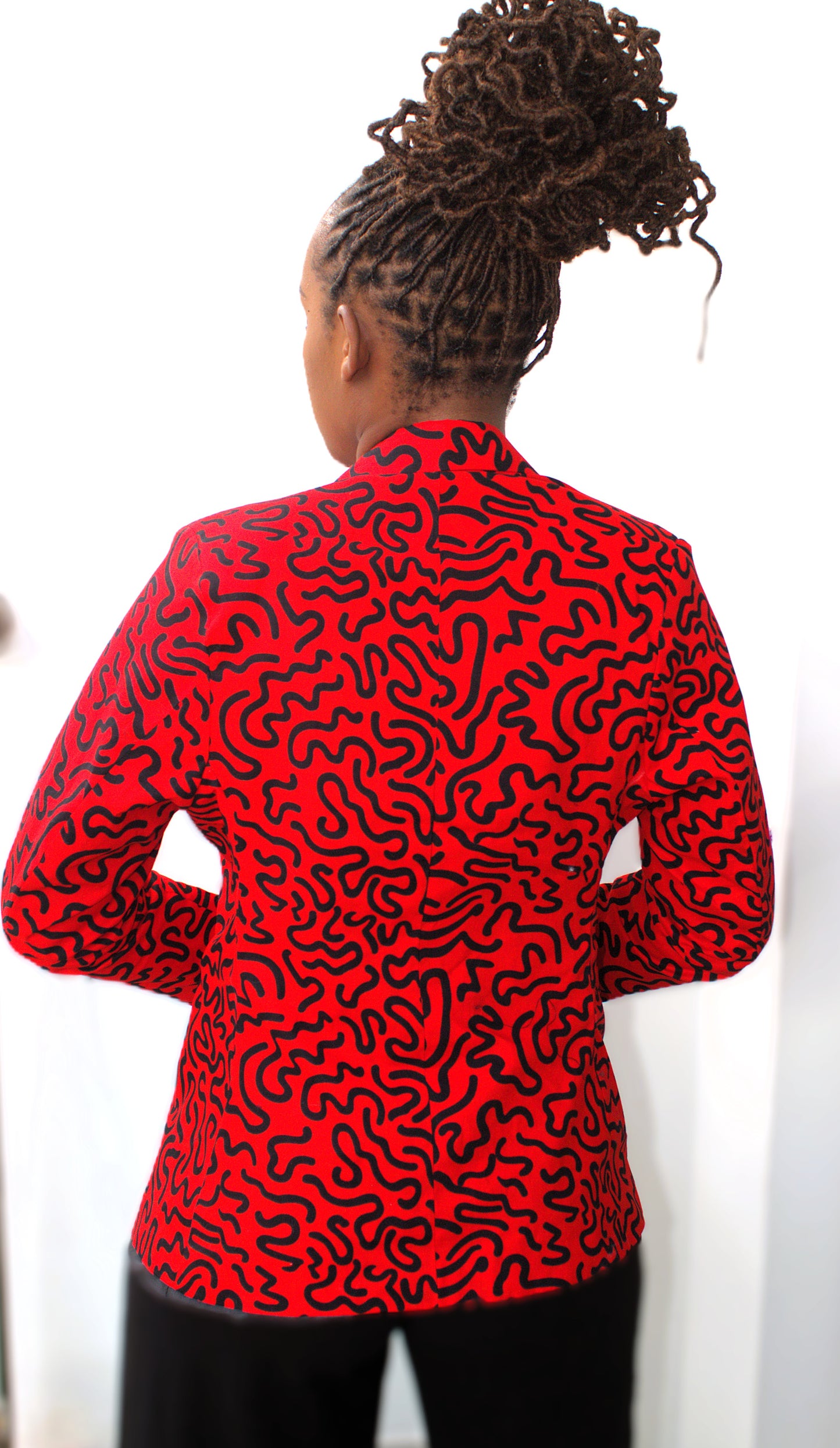 Crimson Scribble Ankara Blazer