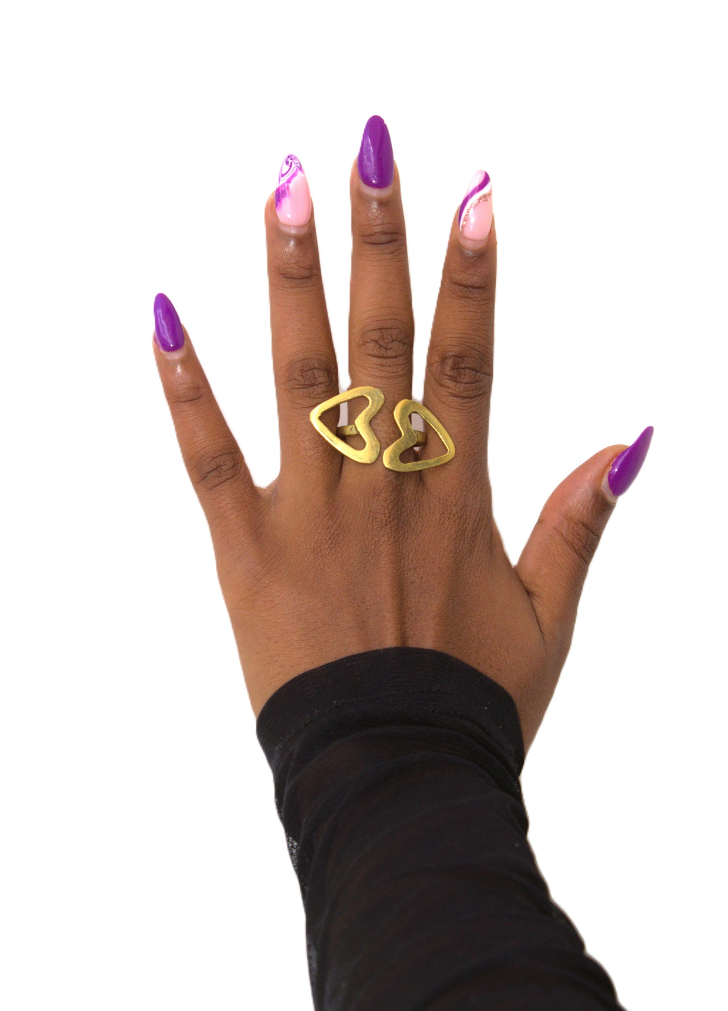Double Heart Open-Frame Ring