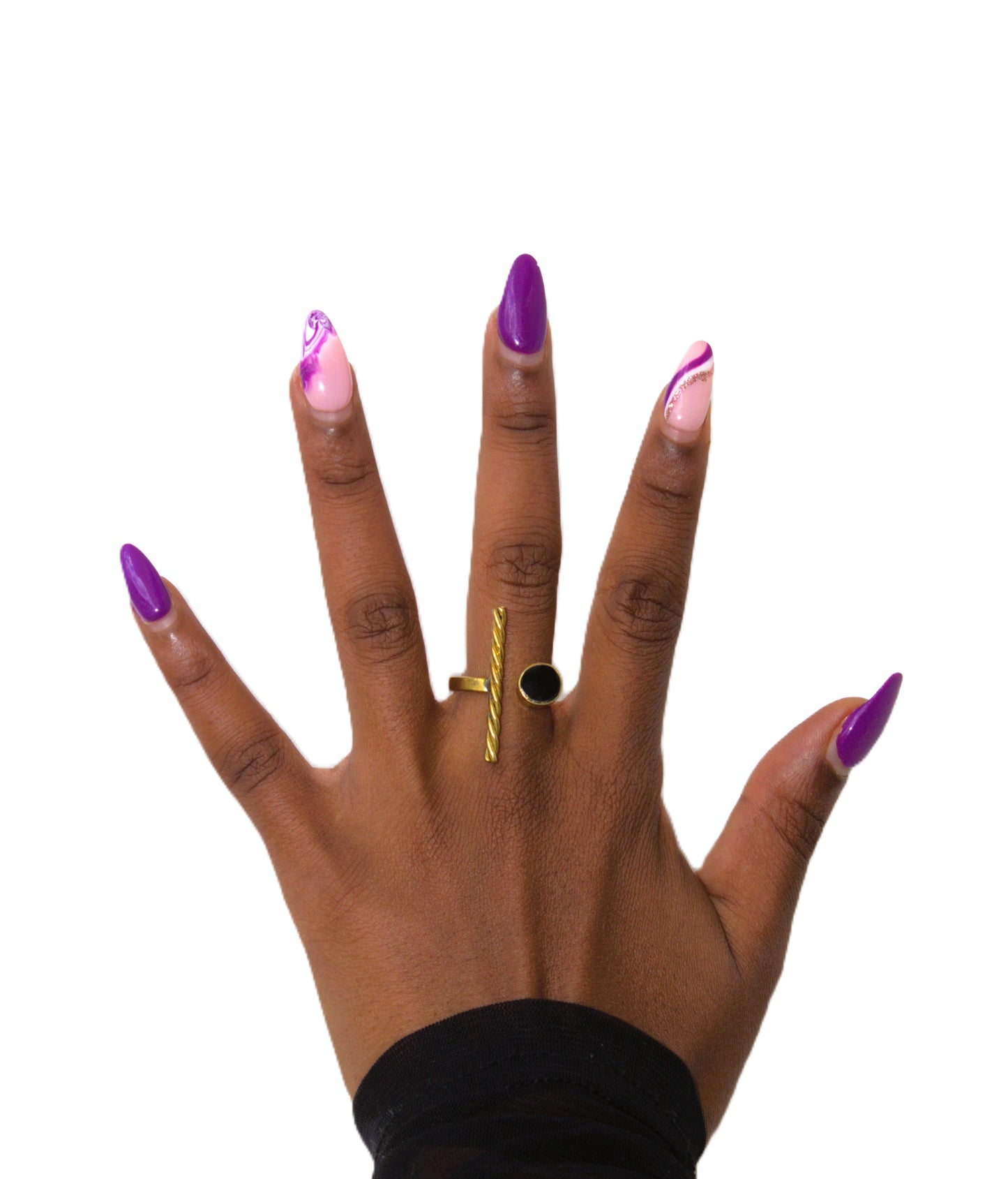 Twisted Pillar & Stone Open Wrap Ring