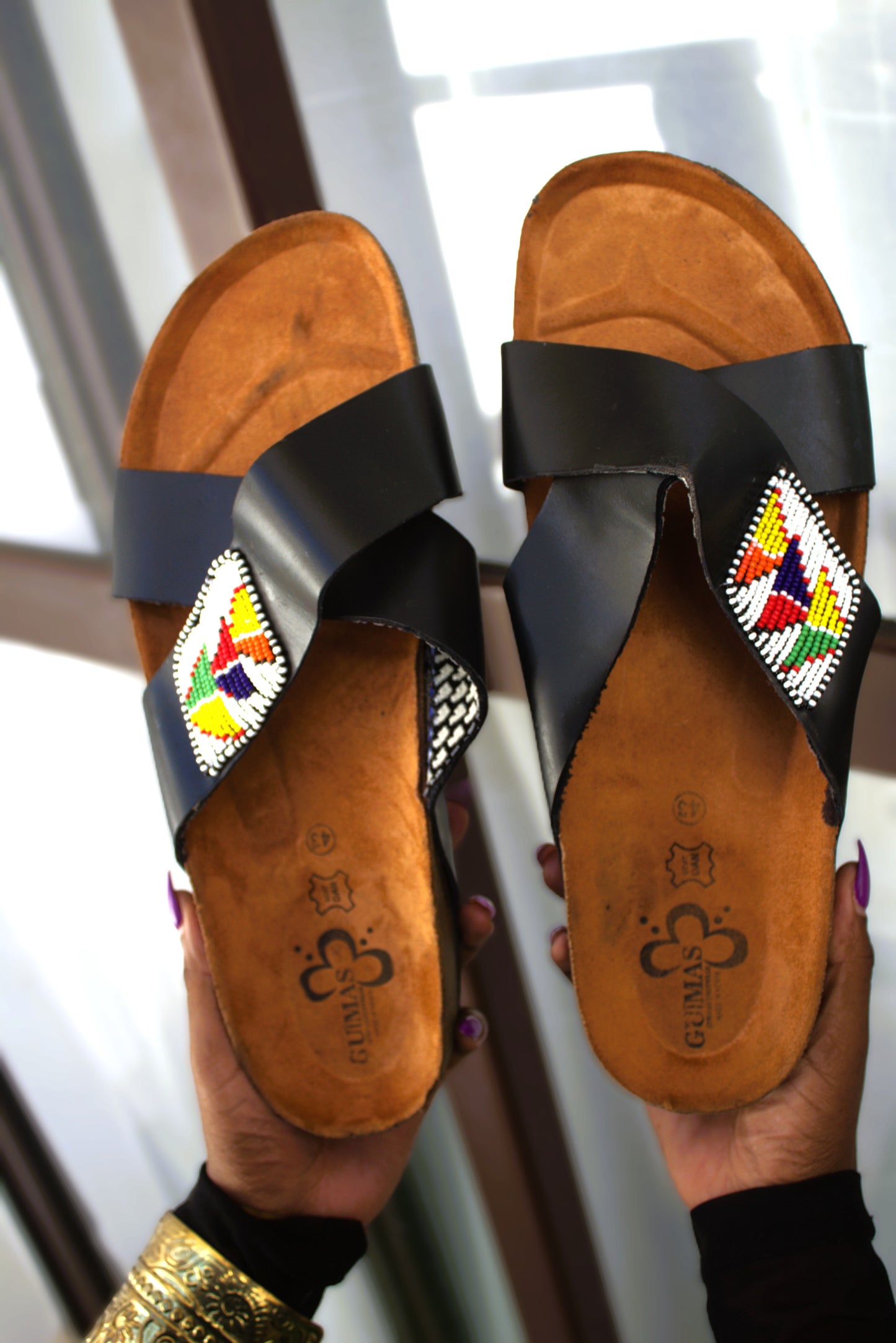 Men's Maasai Beaded Leather Slides