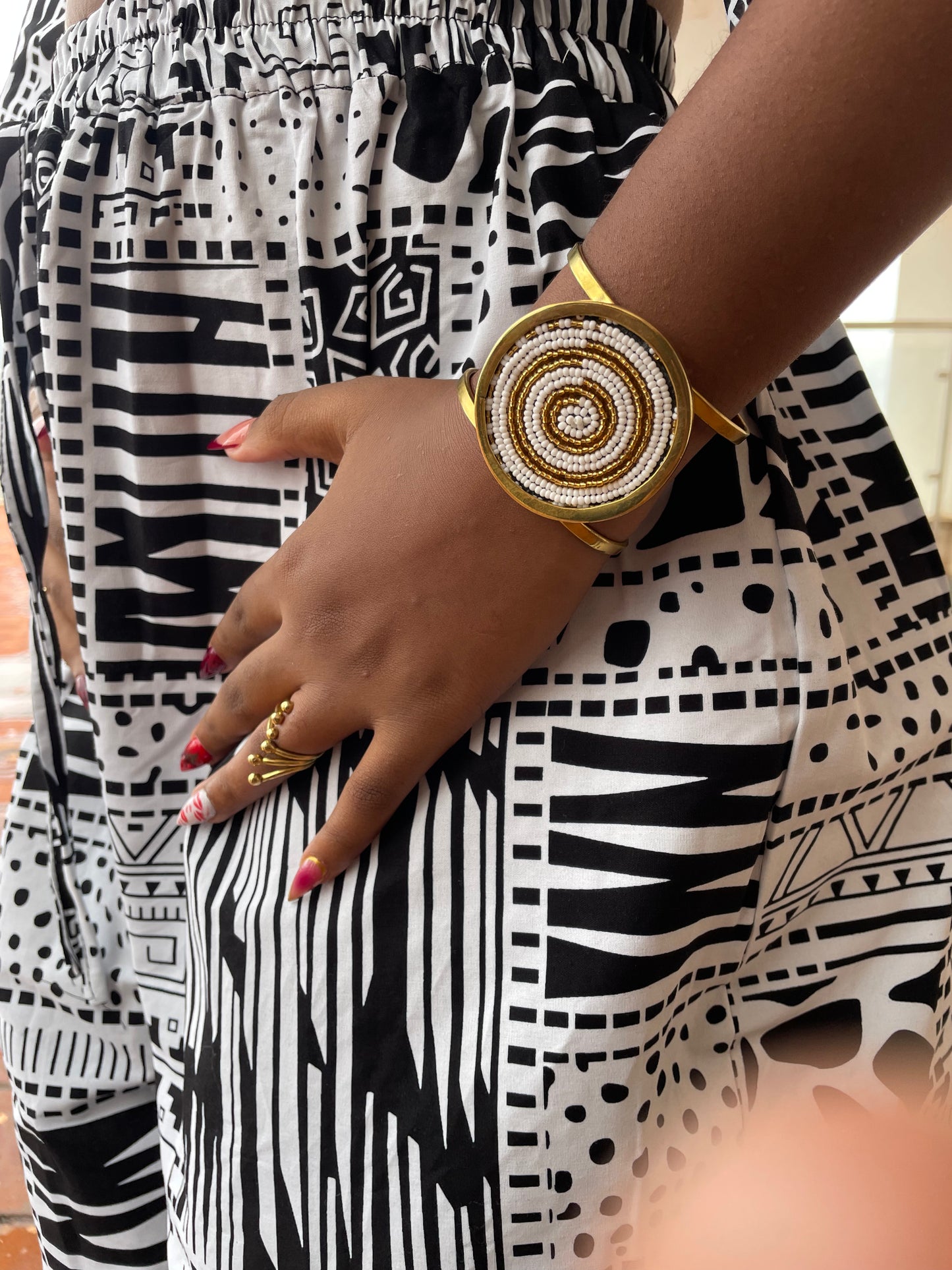 Beaded Medallion Cuff Bracelet