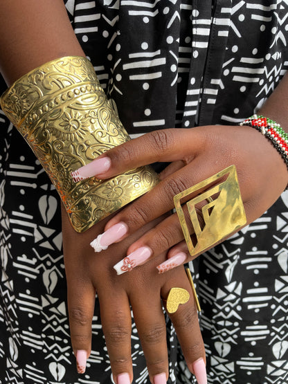 Hammered Wide Gold Cuff Bracelet