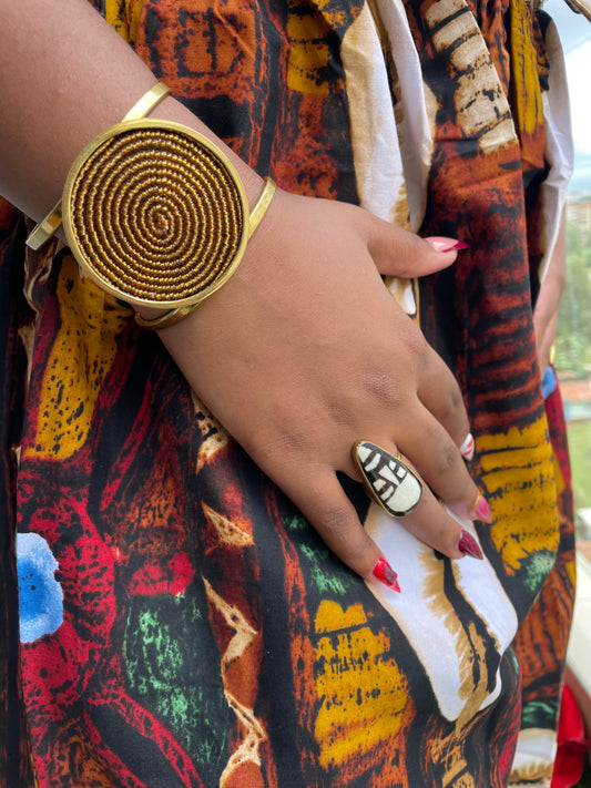 Beaded Medallion Cuff Bracelet