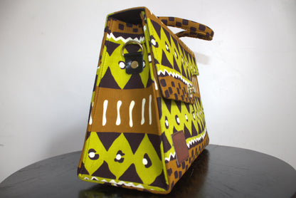 Ochre Geometric Ankara Bag