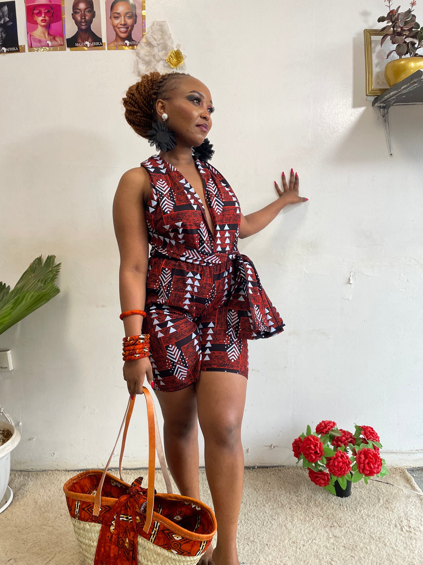 Makena African Print Infinity Romper