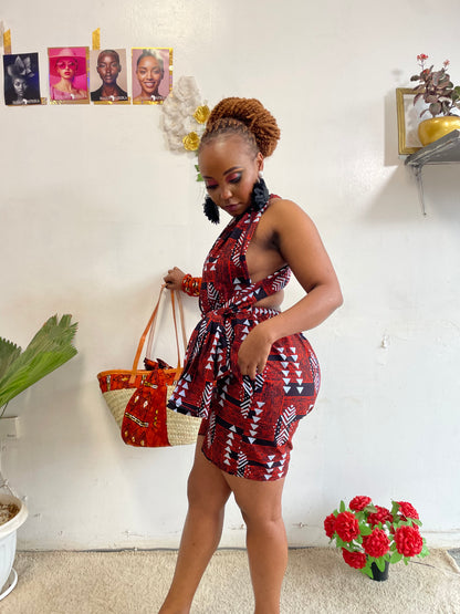 Makena African Print Infinity Romper