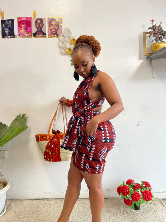 Makena African Print Infinity Romper