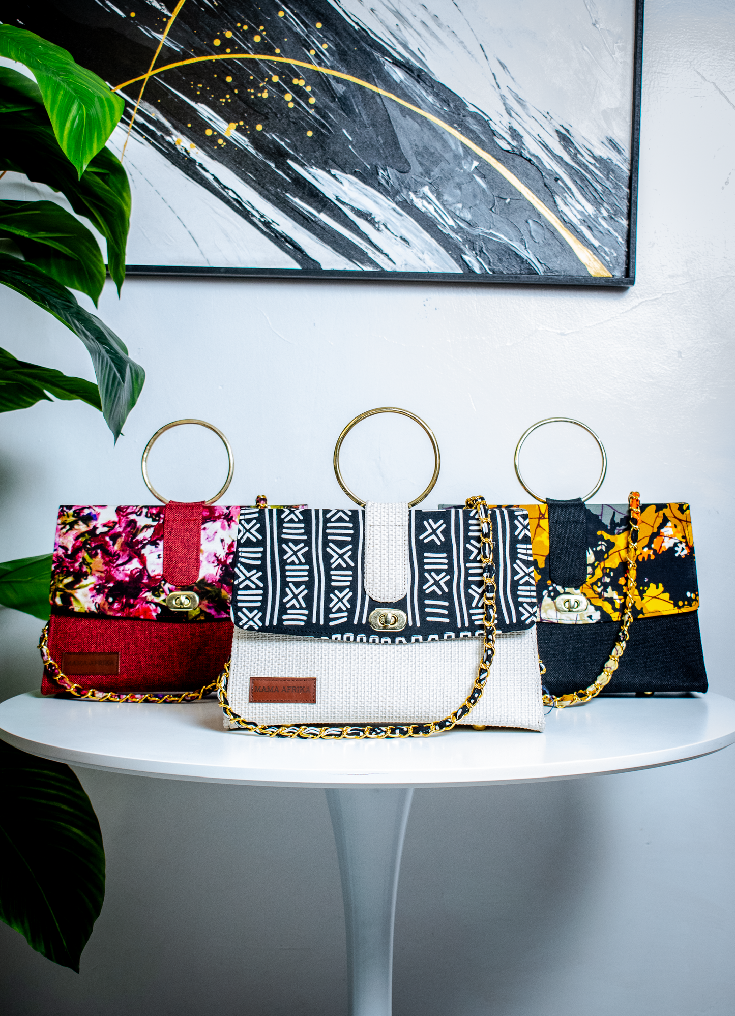 Mama Afrika Ankara Ring Handle Clutch