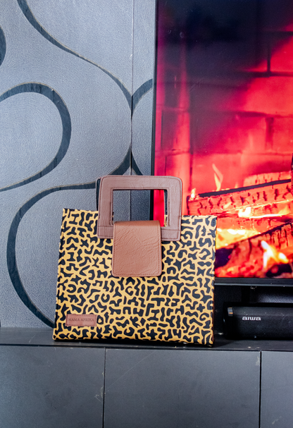 Medium Chestnut Leopard Square-Handle Tote