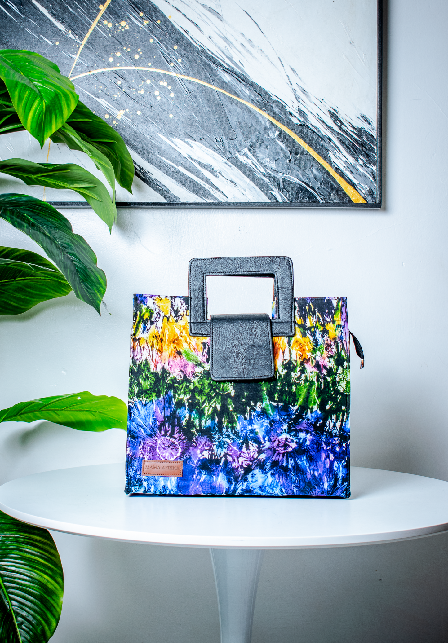 Large Vibrant Flora Square-Handle Tote