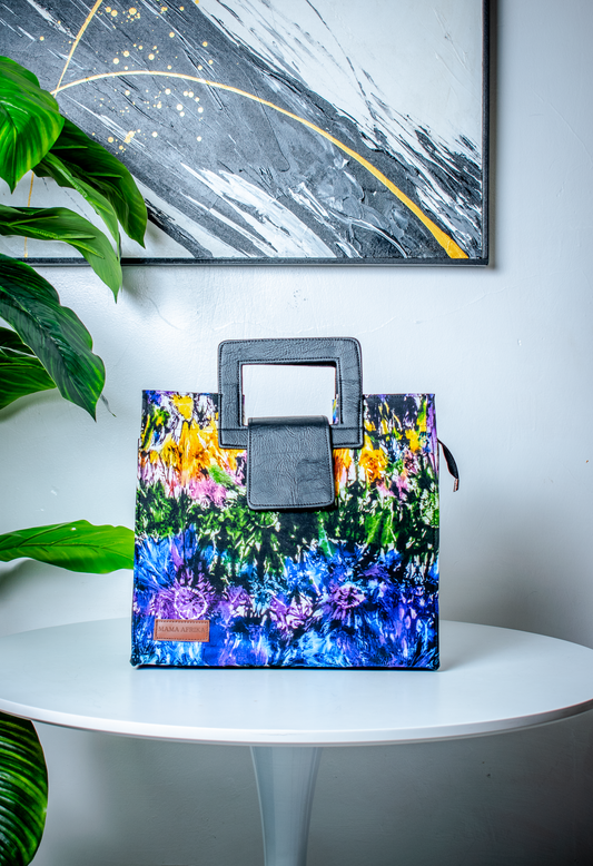 Large Vibrant Flora Square-Handle Tote