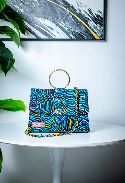 Mama Afrika Multi Colour Ankara Ring Handle Clutch
