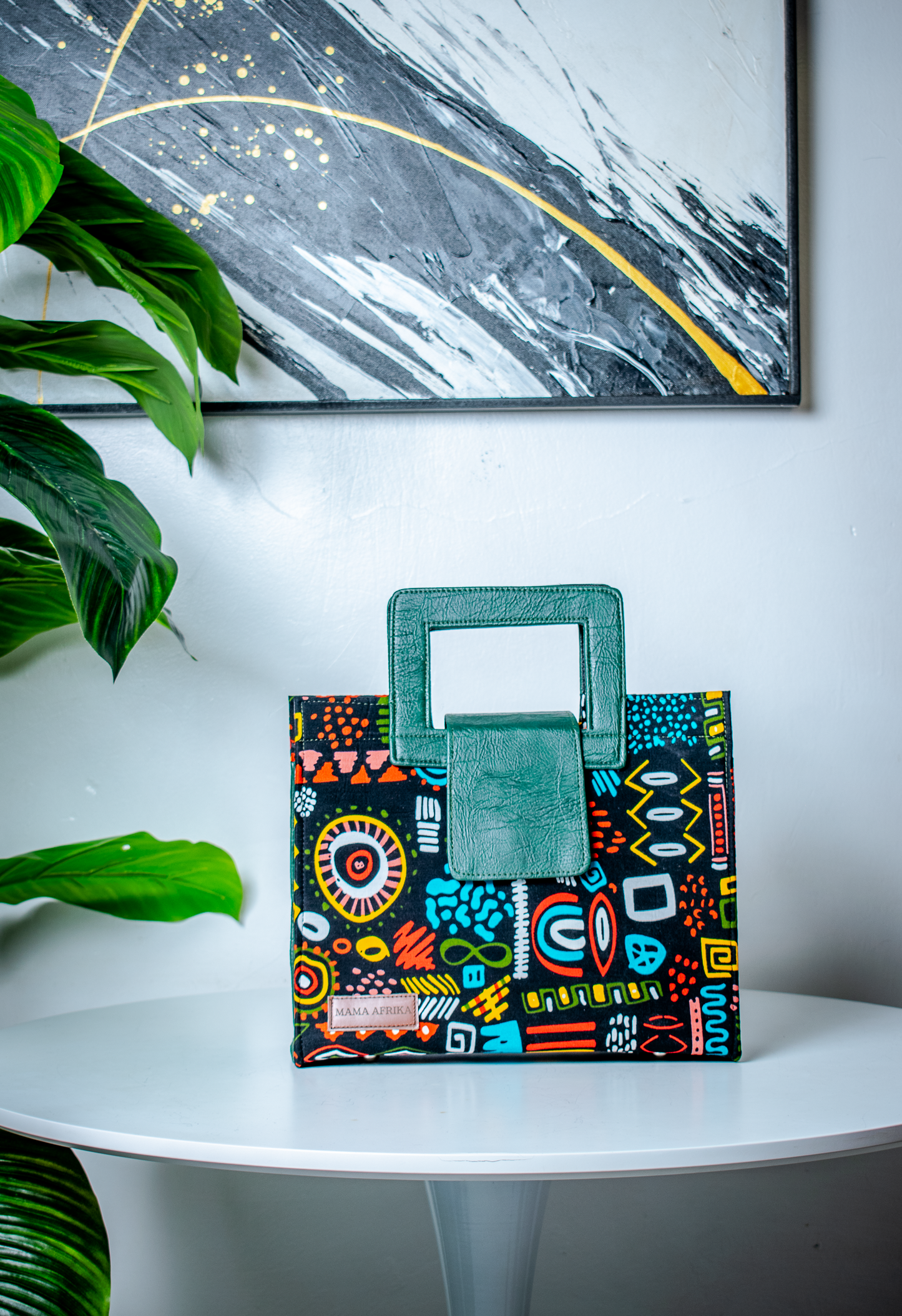 Medium Abstract Square-Handle Tote