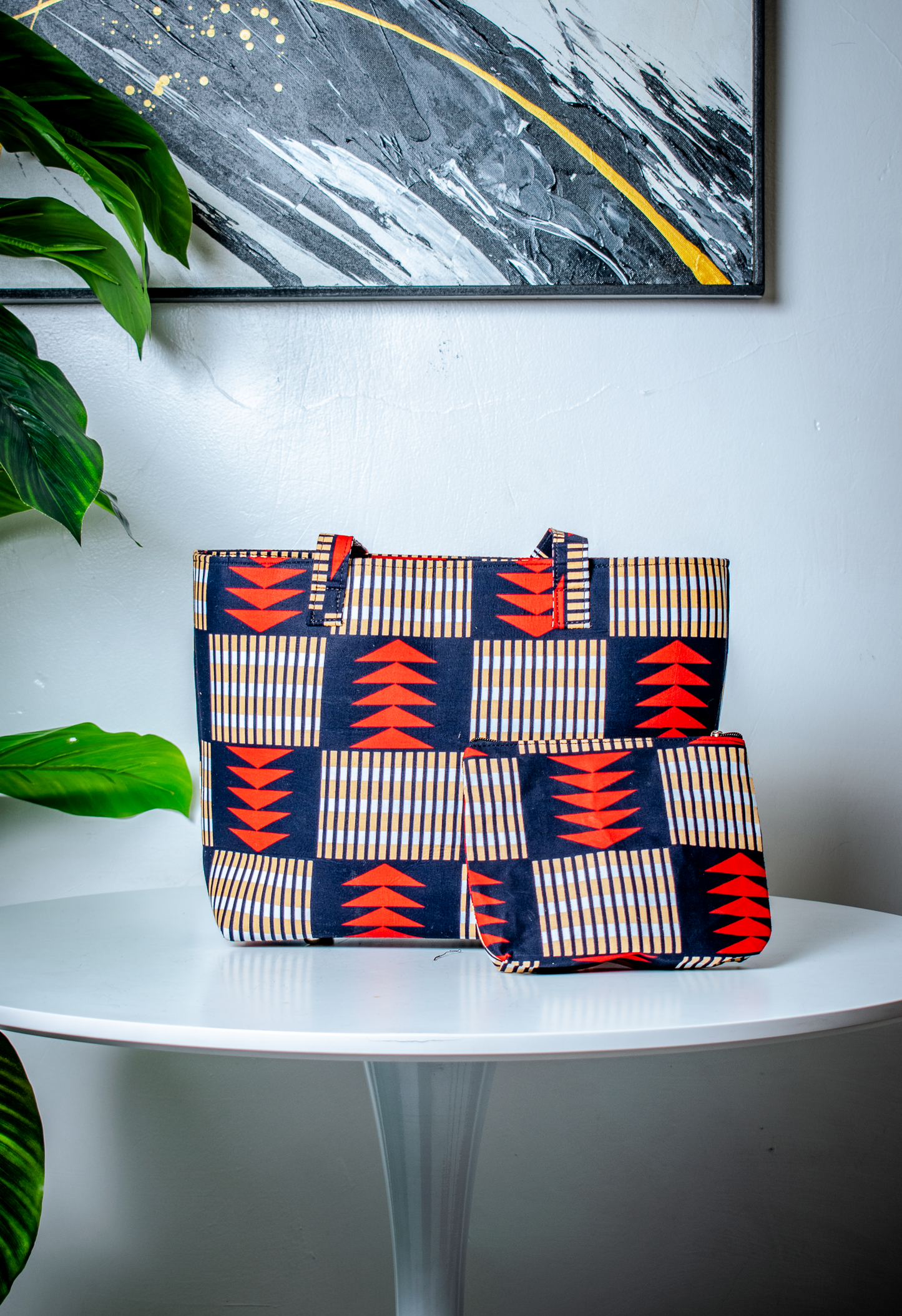 The Ankara Everyday Tote Set (with Matching Pouch)