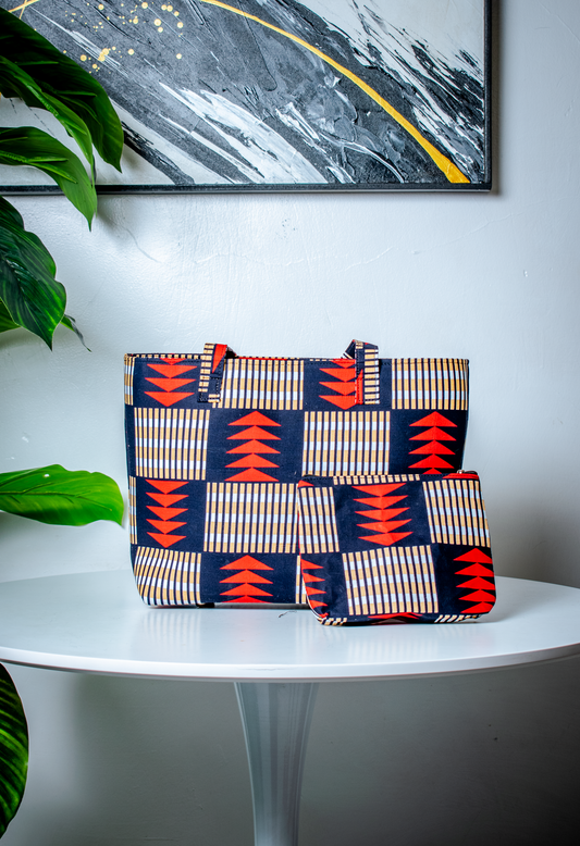 The Ankara Everyday Tote Set (with Matching Pouch)