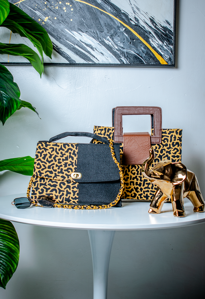 Medium Chestnut Leopard Square-Handle Tote