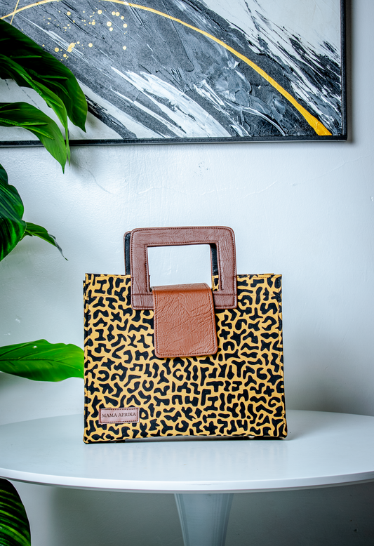 Medium Chestnut Leopard Square-Handle Tote