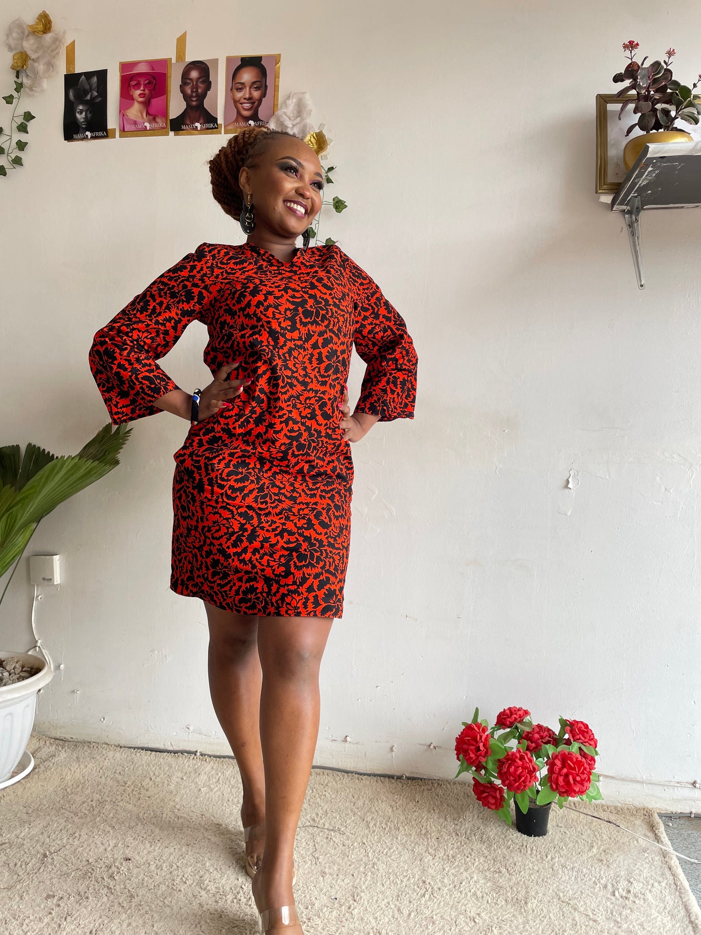 Red Leopard Print Dress