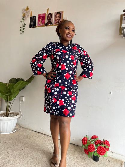 Polka Dot & Heart Print Shift Dress