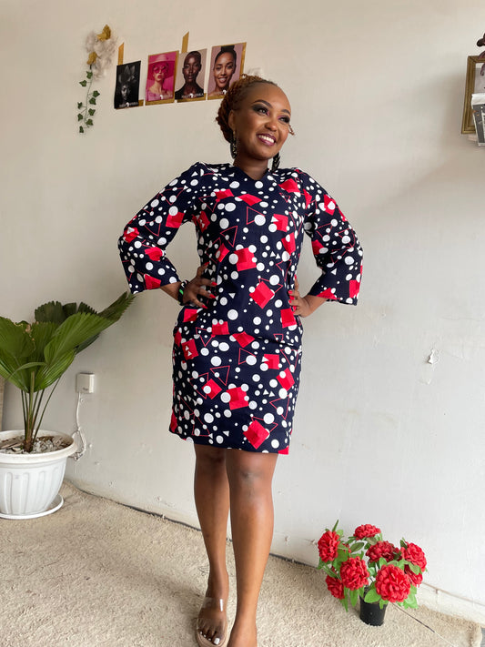 Polka Dot & Heart Print Shift Dress