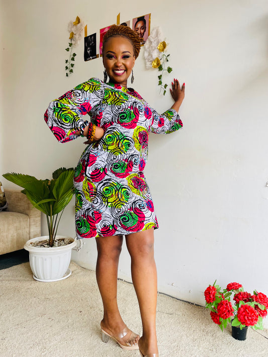 Vibrant Swirl Print Dress