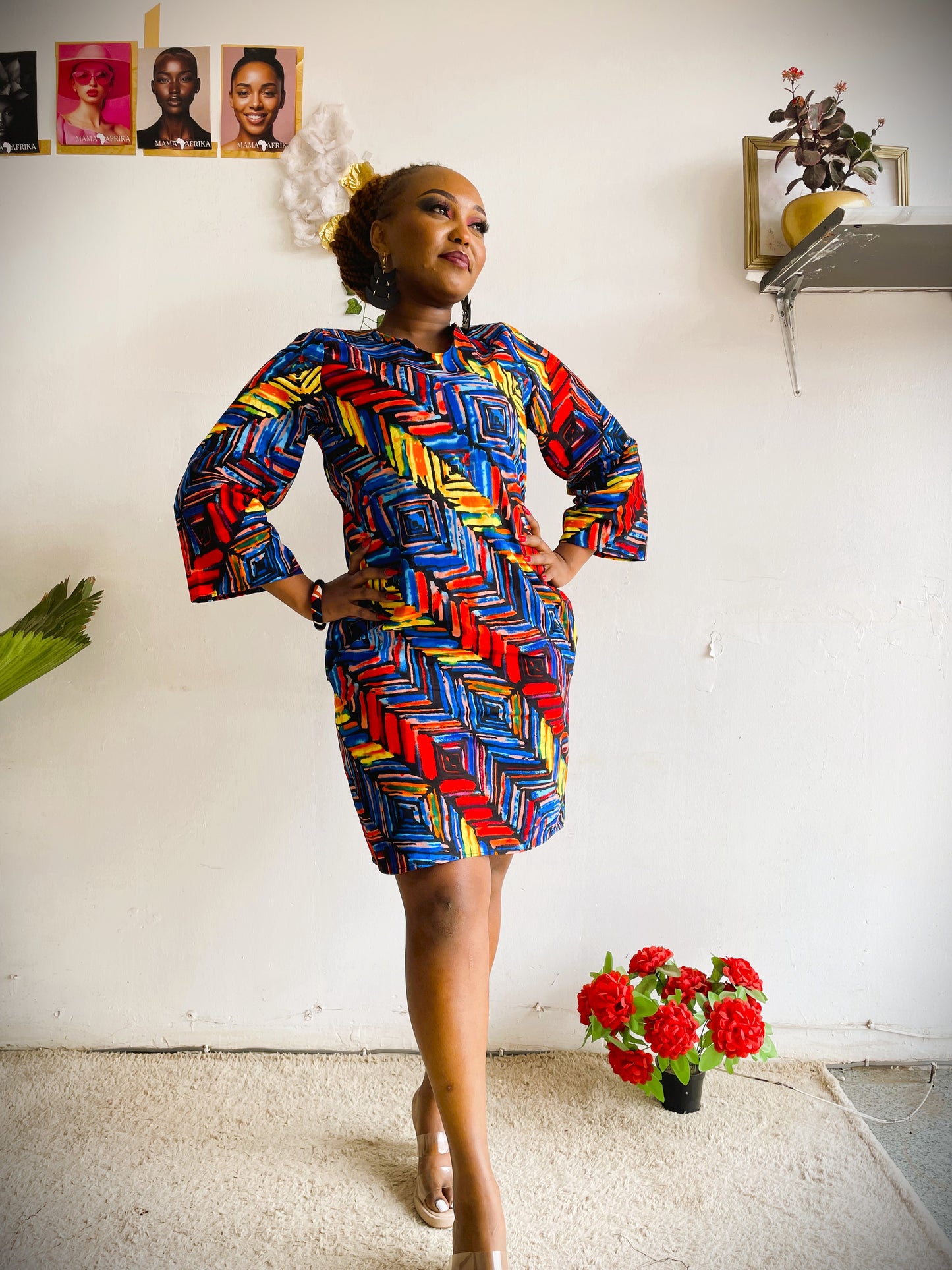 Geometric African Print Dress