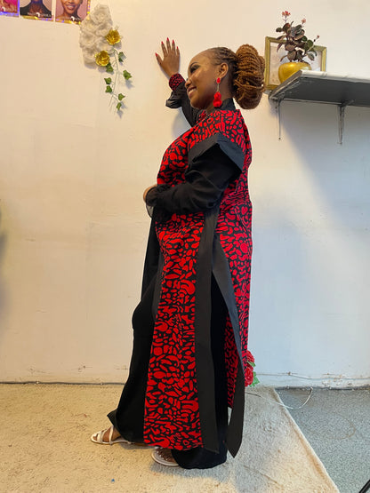Zuri Red Print Kimono