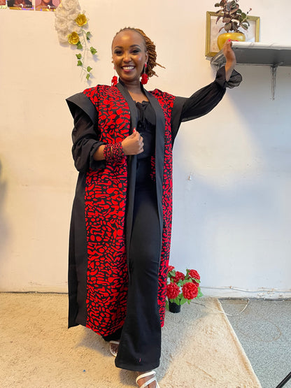 Zuri Red Print Kimono