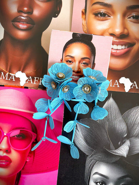 Colorful Flower Petal Long Earrings