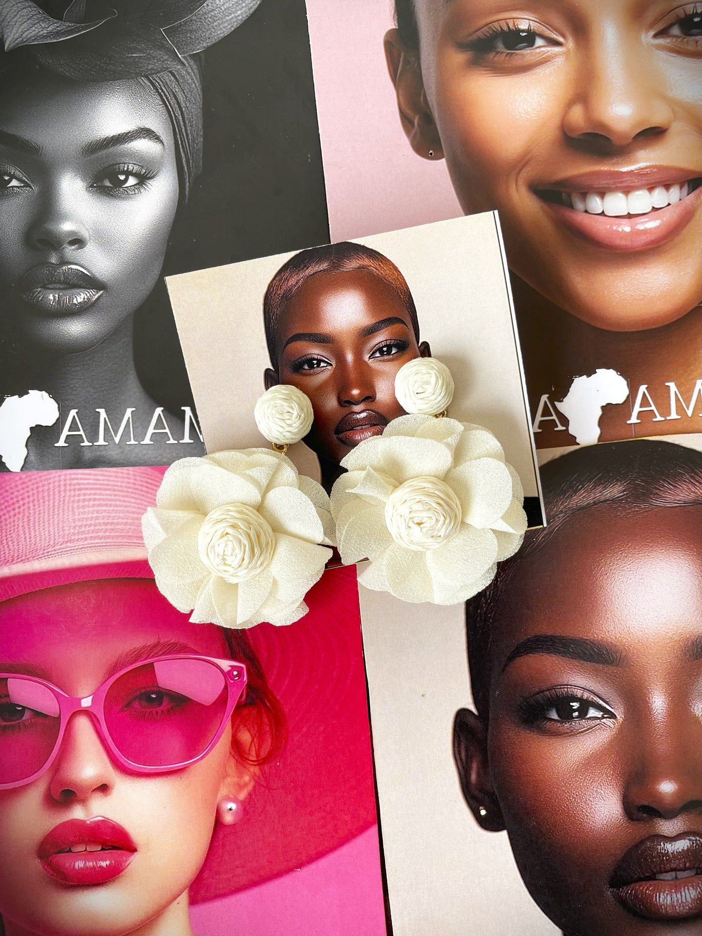 Artificial Rose Flower Earrings