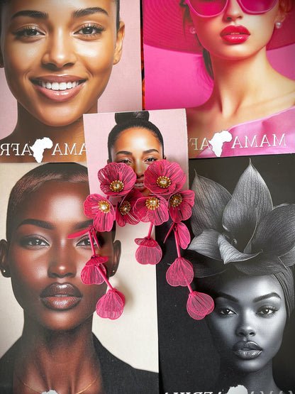 Colorful Flower Petal Long Earrings