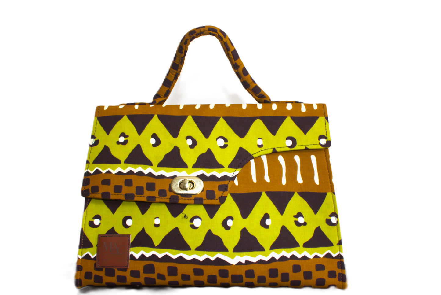 Ochre Geometric Ankara Bag