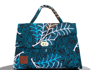 Azure Leaf Ankara Bag