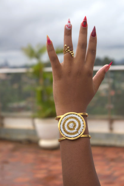 Beaded Medallion Cuff Bracelet