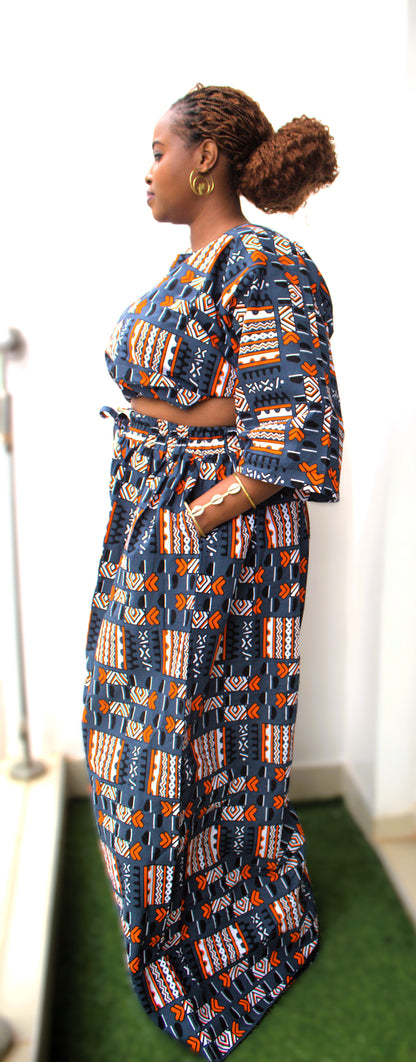 Sahara Wide-Leg Ankara Two-Piece Set