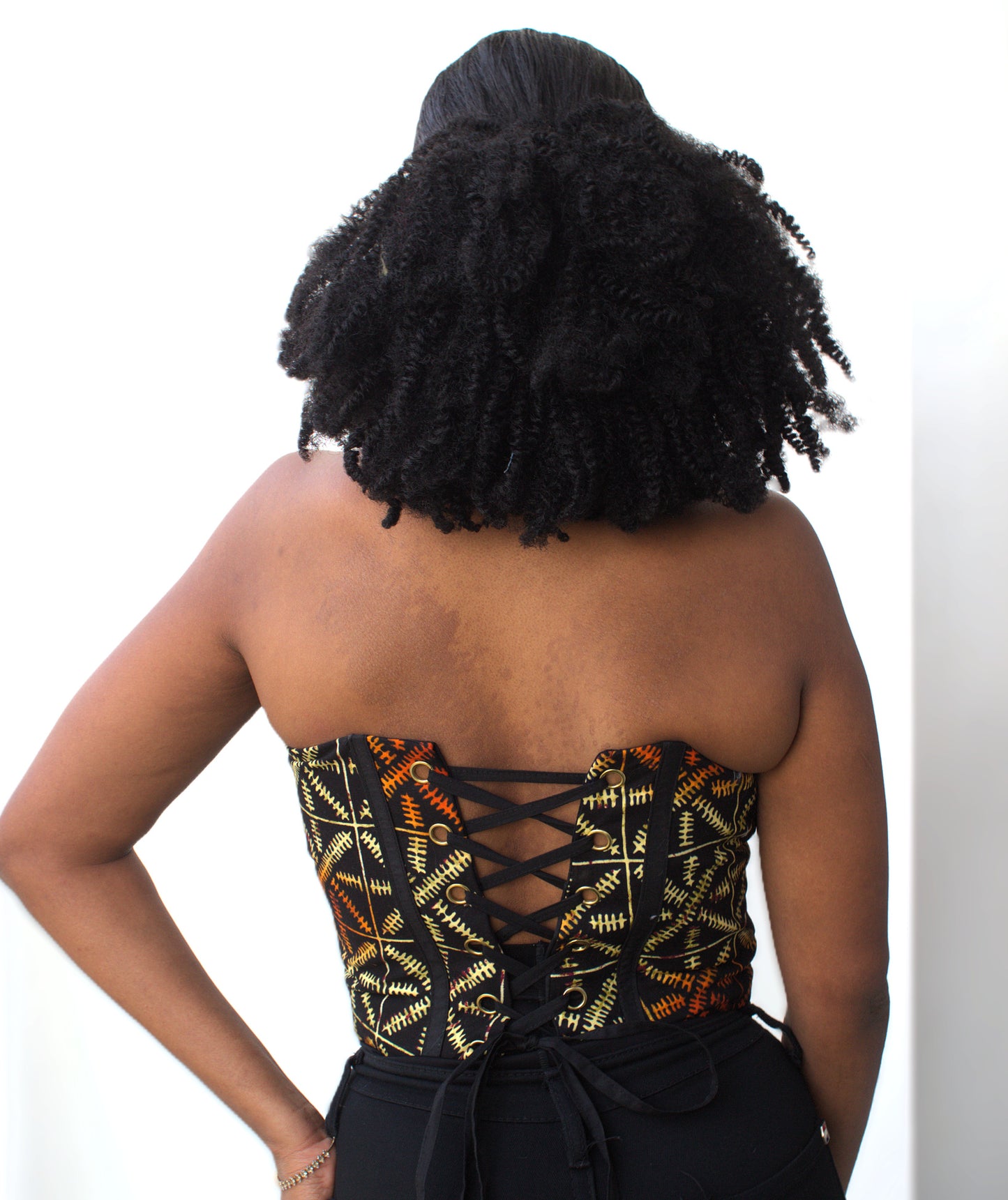 Strapless Geometric Ankara Boned Corset