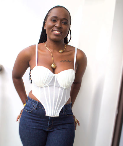Pleated Shell Bustier Corset Top