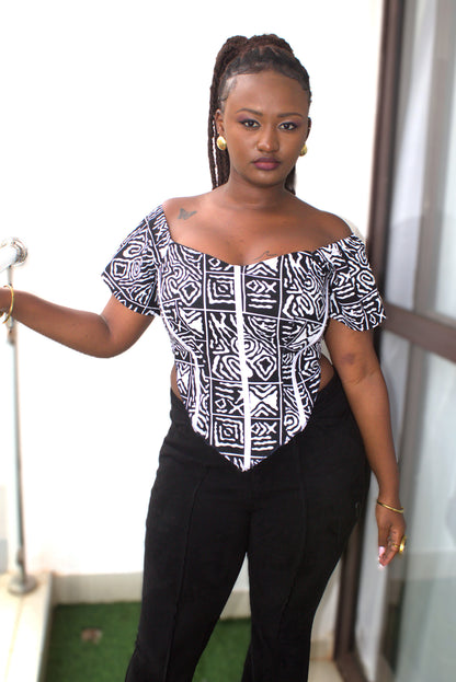 Monochromic Tribal Corset Top
