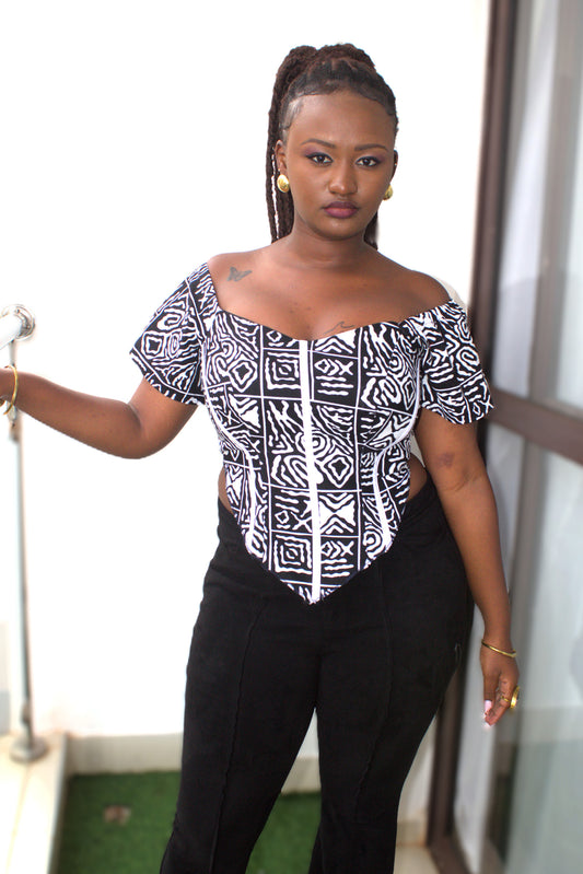 Monochromic Tribal Corset Top