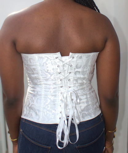 Strapless Overbust Floral Boned Corset Bustier Top