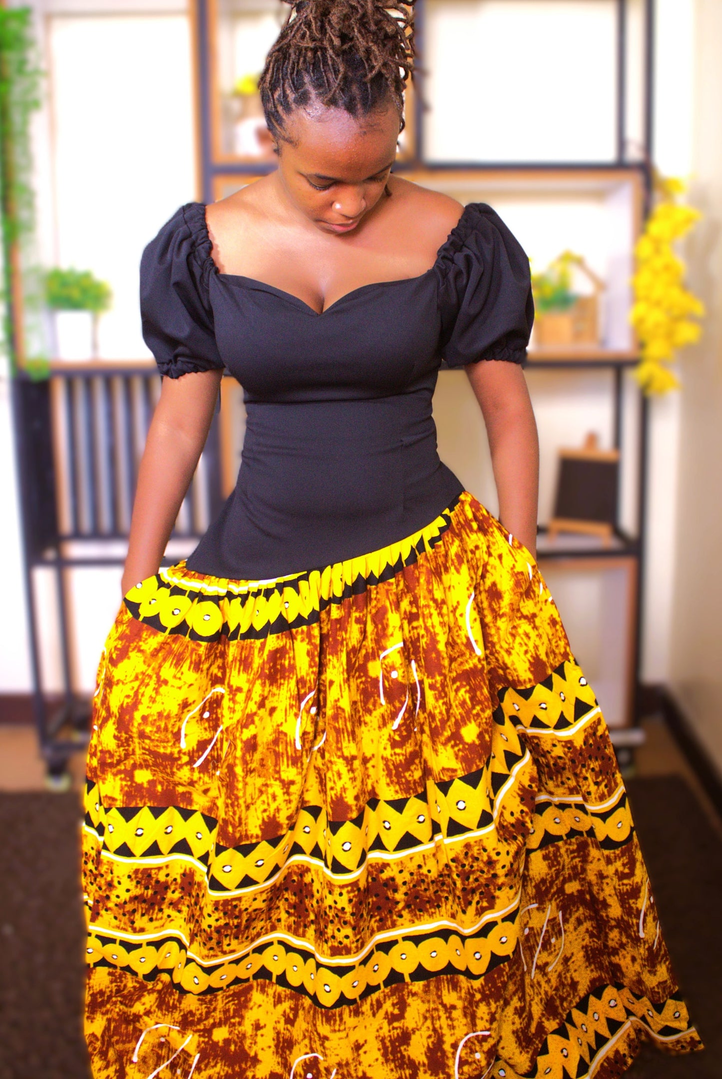 Golden Savanna Batik Dress