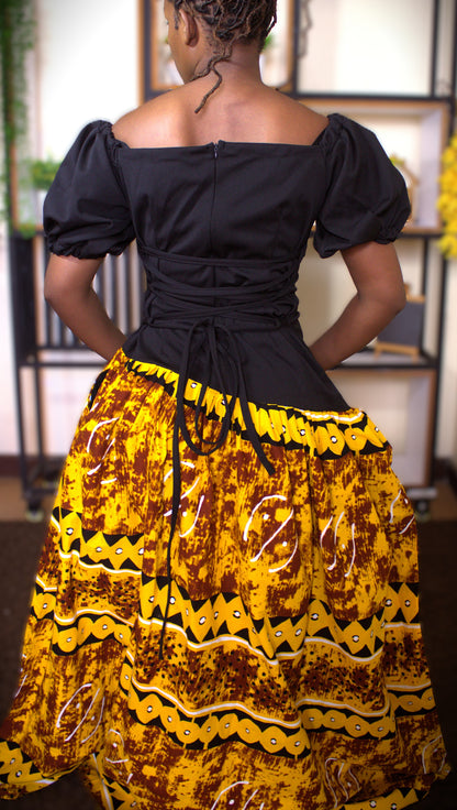 Golden Savanna Batik Dress