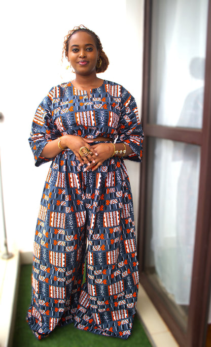 Sahara Wide-Leg Ankara Two-Piece Set
