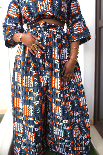 Sahara Wide-Leg Ankara Two-Piece Set