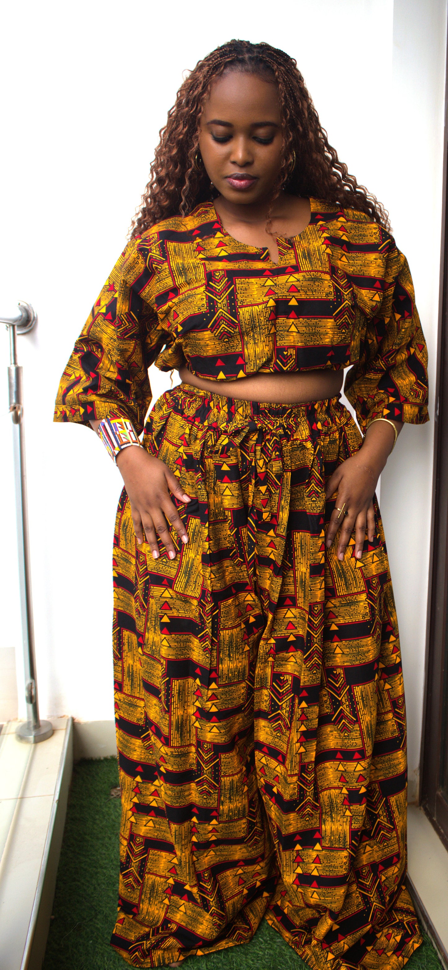 Ochre Lattice Two-Piece Set