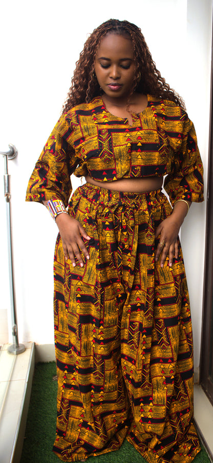 Ochre Lattice Two-Piece Set